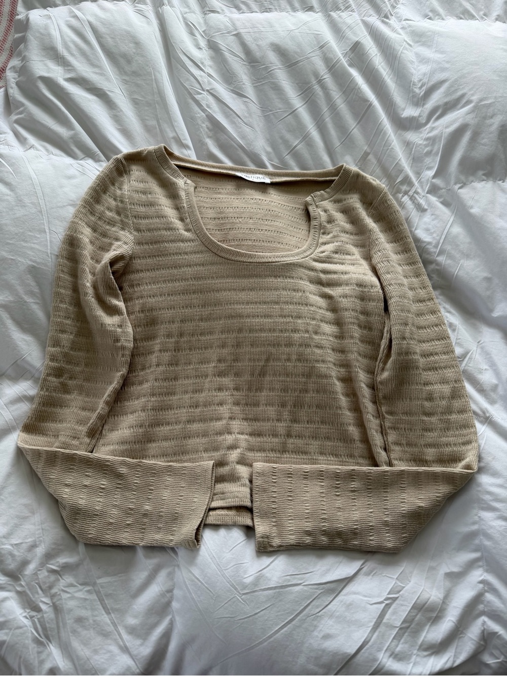 vestique Beige Scoop-Neck Lightweight Knit Crop Top